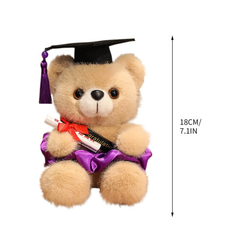 PhD Graduation Teddy Bear 7.1 Inch Plush with Cap 2