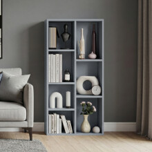 (Grey) 7 Cube Storage Unit Bookcase – Wooden Modern Storage Shelf Organizer for Toys, Books, Home Storage -Living Room, Bedroom & Office