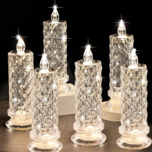 LED bezplamenné svíčky na sloup, balení 6 kusů, bílé, 2,5 x 7,2 palce