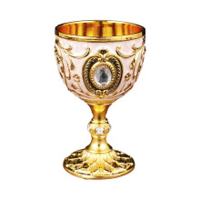 Vintage metalen wijnglas/borrelglas – Gegraveerd middeleeuws wijnglas