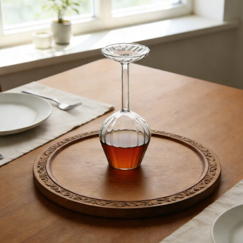 Upside Down Wine Glass – 14 fl oz Red & White Striped
