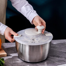 Recipiente de acero inoxidable de 5 litros para lavar y secar ensaladas.