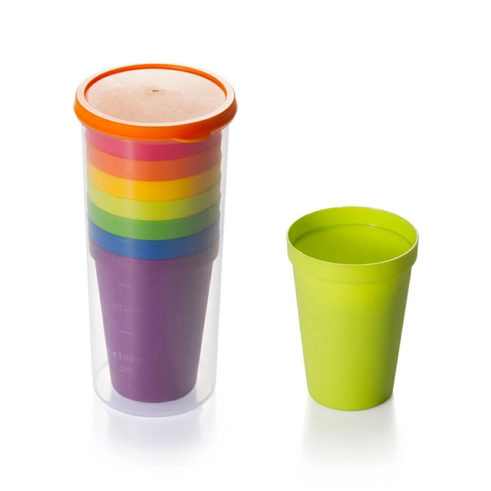 Stackable Reusable Plastic Drinking Cups with Storage
