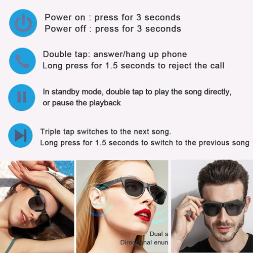 Óculos de Sol Inteligentes Bluetooth AF06 com Lentes UV400 2