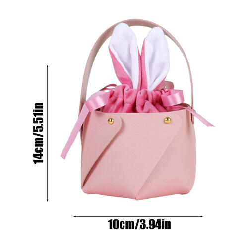 Geschenktasche aus Leder mit Osterhasenohren, rosa 2