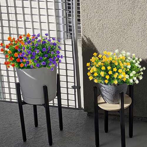 Flores artificiais de plástico laranja e vermelho (pacote com 20) 2
