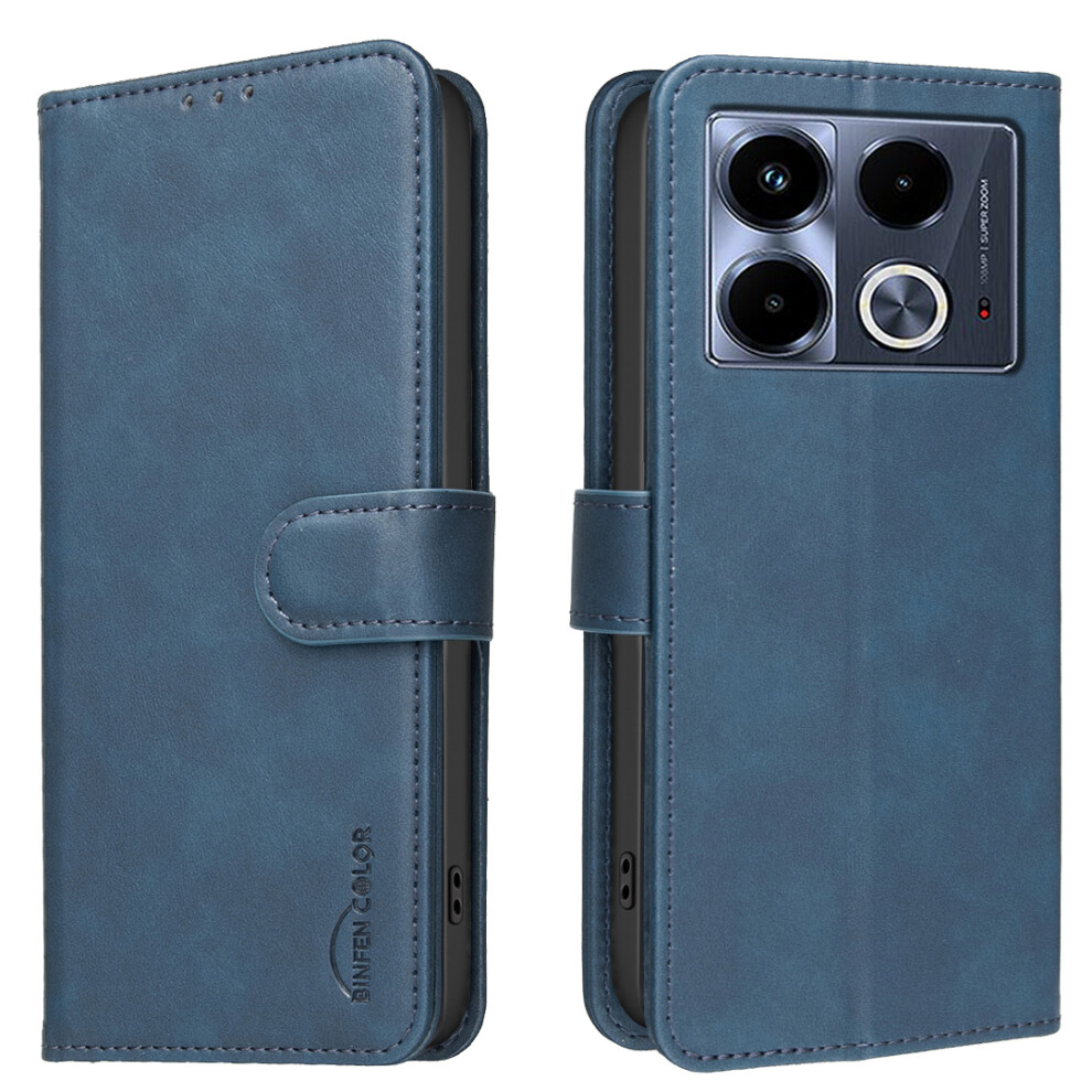 (Blue) Phone Cover For Infinix Note 40 Bf37 Case Rfid Blocking Wallet Stand Leather Phone Cover Blue 6914294389366