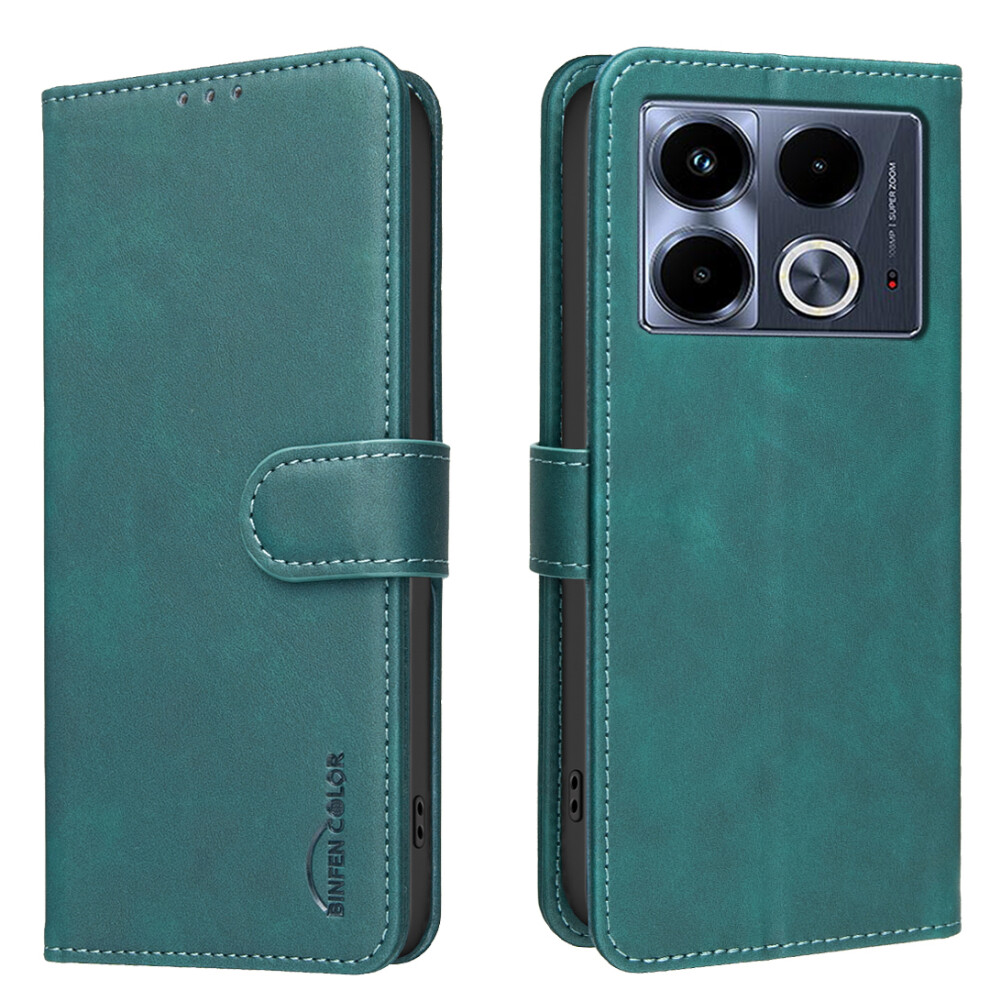 (Green) Phone Cover For Infinix Note 40 Bf37 Case Rfid Blocking Wallet Stand Leather Phone Cover Green 6914296156362