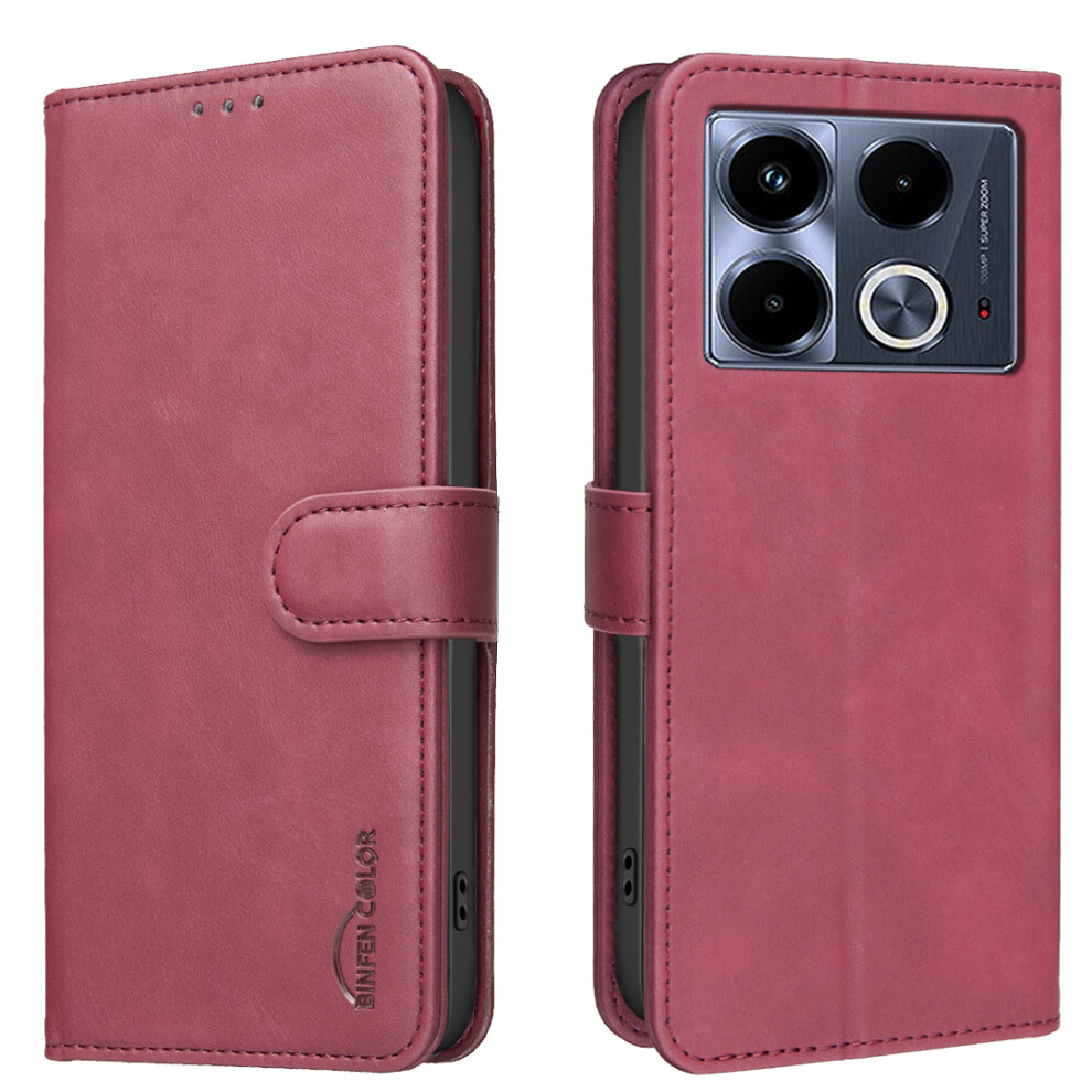(Red) Phone Cover For Infinix Note 40 Bf37 Case Rfid Blocking Wallet Stand Leather Phone Cover Red 6914297988863