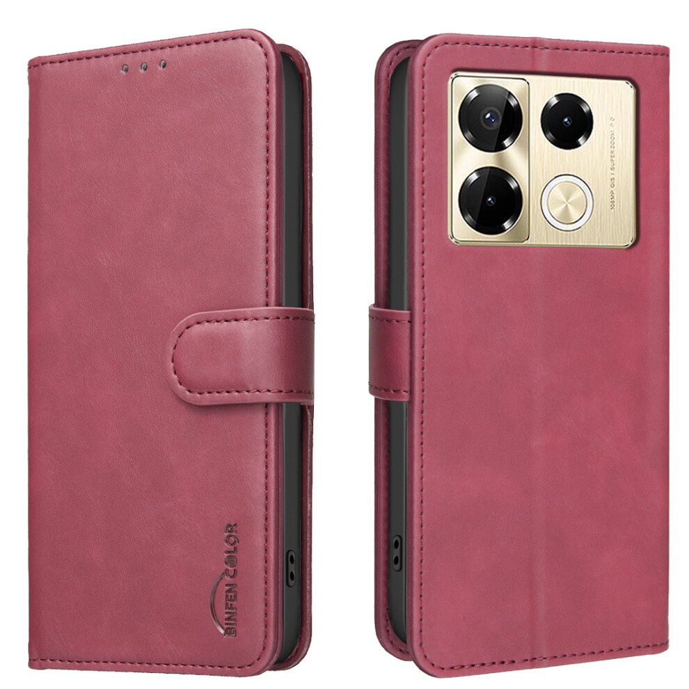 (Red) Phone Cover For Infinix Note 40 Pro 5G Bf37 Case Rfid Blocking Wallet Stand Leather Phone Cover Red 6914293276155