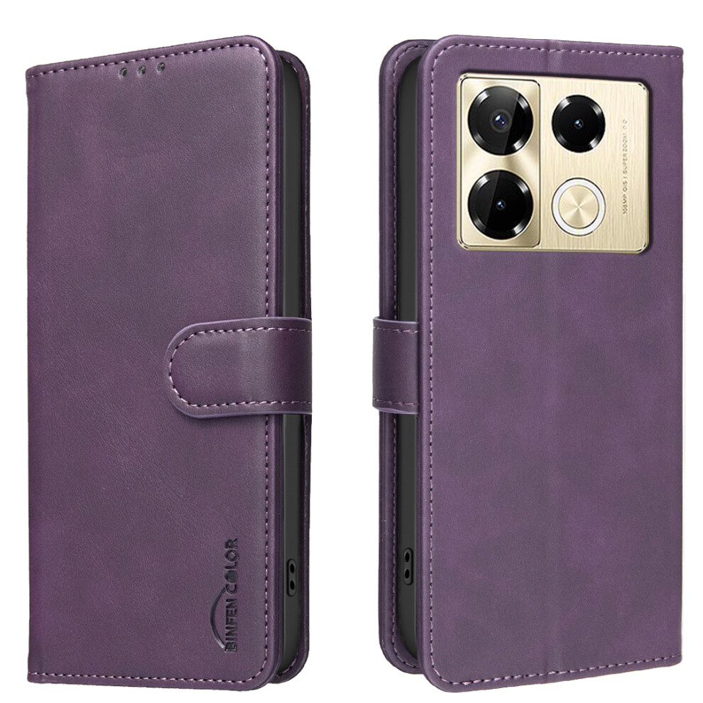 (Dark ) Phone Cover For Infinix Note 40 Pro 5G Bf37 Case Rfid Blocking Wallet Stand Leather Phone Cover Purple 6914296211924