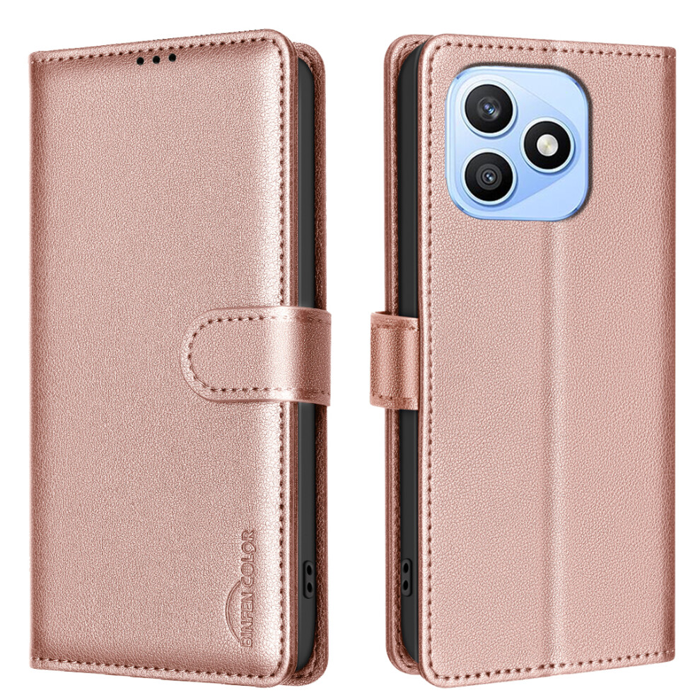 (Rose ) Phone Cover For Honor X8d 4G Leather Case Bf32 Wallet Rfid Blocking Phone Cover Gold 6914295565998