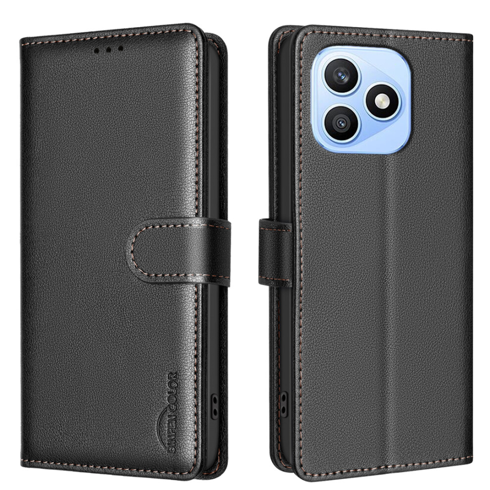 (Black) Phone Cover For Honor X8d 4G Leather Case Bf32 Wallet Rfid Blocking Phone Cover Black 6914298654927