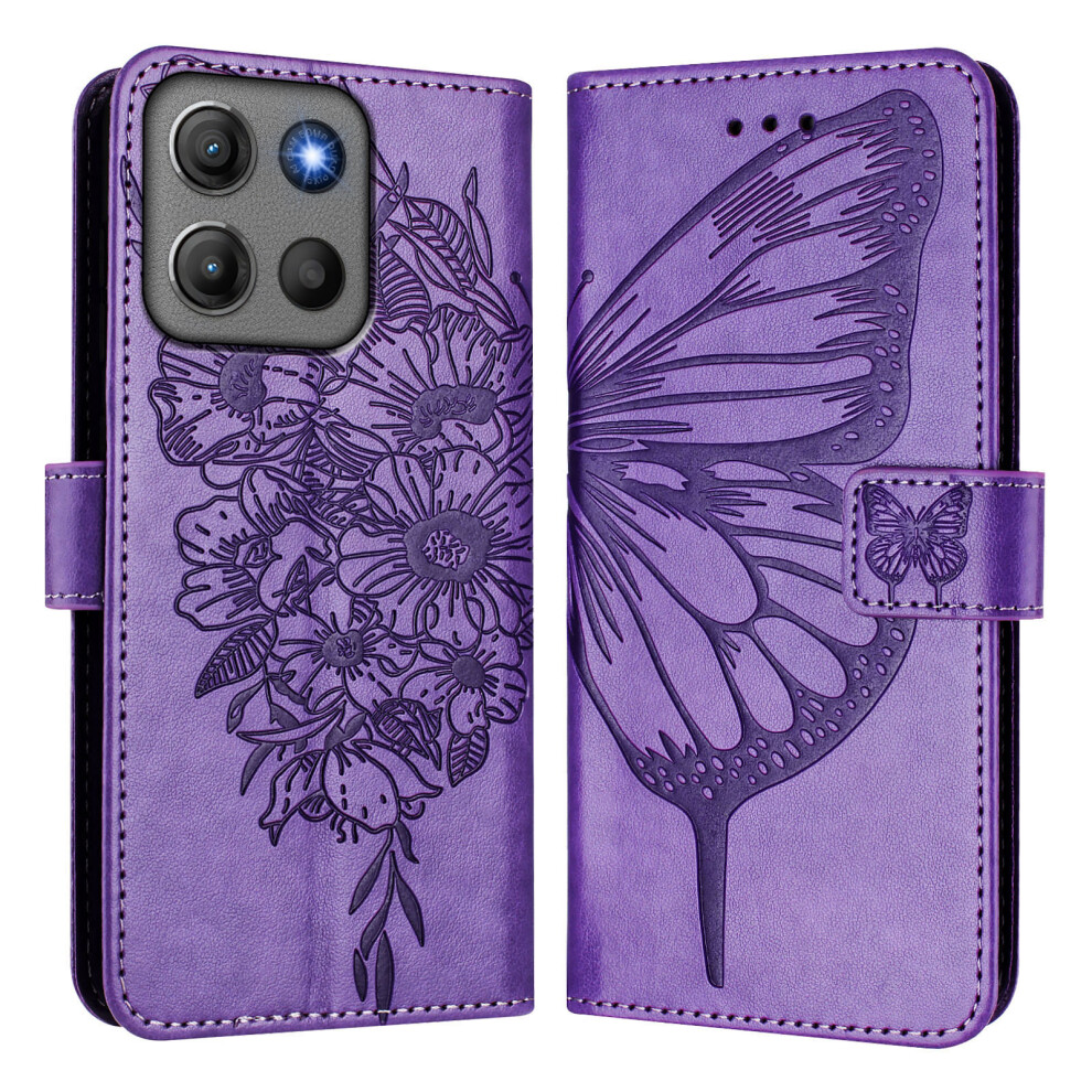 (Light ) Phone Cover For Motorola Moto G17 Power 4G / G17 4G / G15 4G / G15 Power 4G Wallet Case With Wrist S Purple 6914294369542