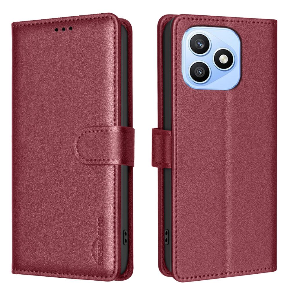 (Red) Phone Cover For Honor X8d 4G Leather Case Bf32 Wallet Rfid Blocking Phone Cover Red 6914293727916