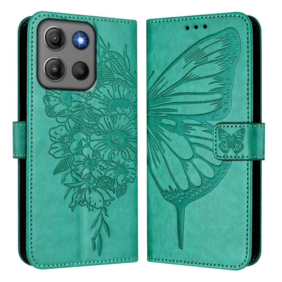 (Green) Phone Cover For Motorola Moto G17 Power 4G / G17 4G / G15 4G / G15 Power 4G Wallet Case With Wrist S Green 6914292733345
