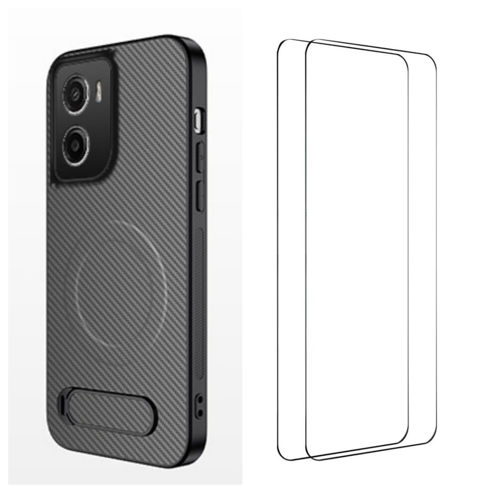 (Grey) Phone Cover For Motorola Moto G06 Power 4G / G06 4G Qt1 Series Magnetic Case With 2Pcs Tempered Glas Grey 6914297614076