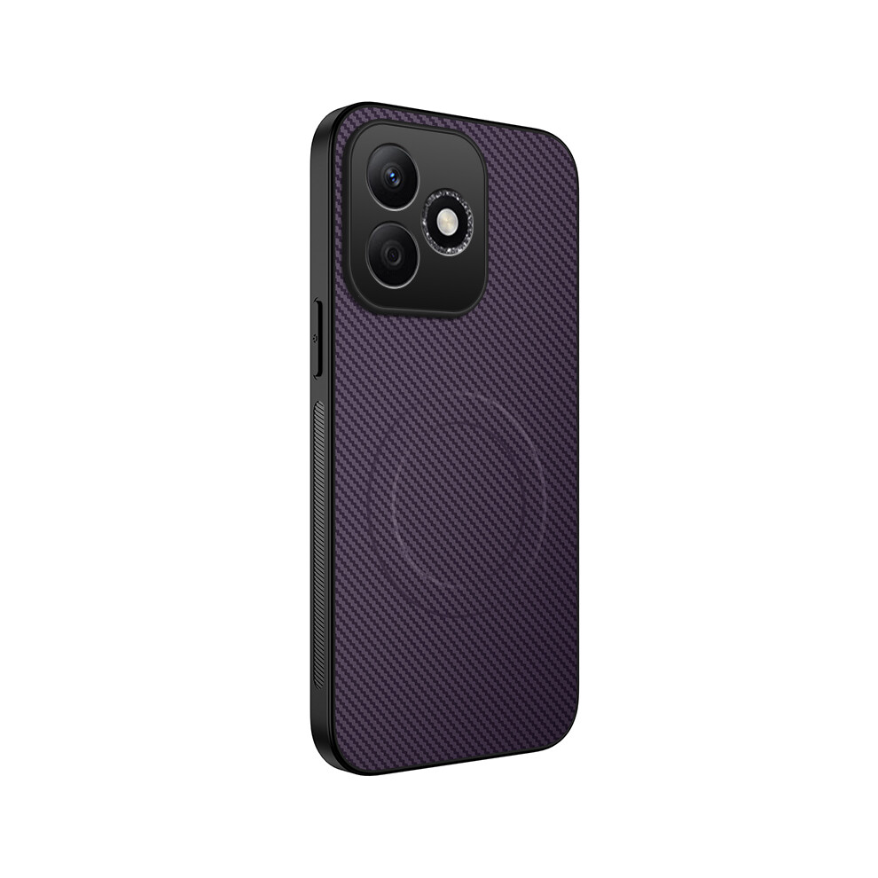(Purple) Phone Cover For Honor X8d 4G Tq Series Magnetic Case Carbon Fiber Texture Pc Tpu Phone Cover Purple 6914290716715