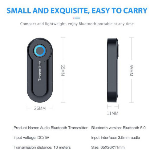 EKIDAZB Bluetooth 5.0 lydsender til TV PC 3,5 mm USB 1