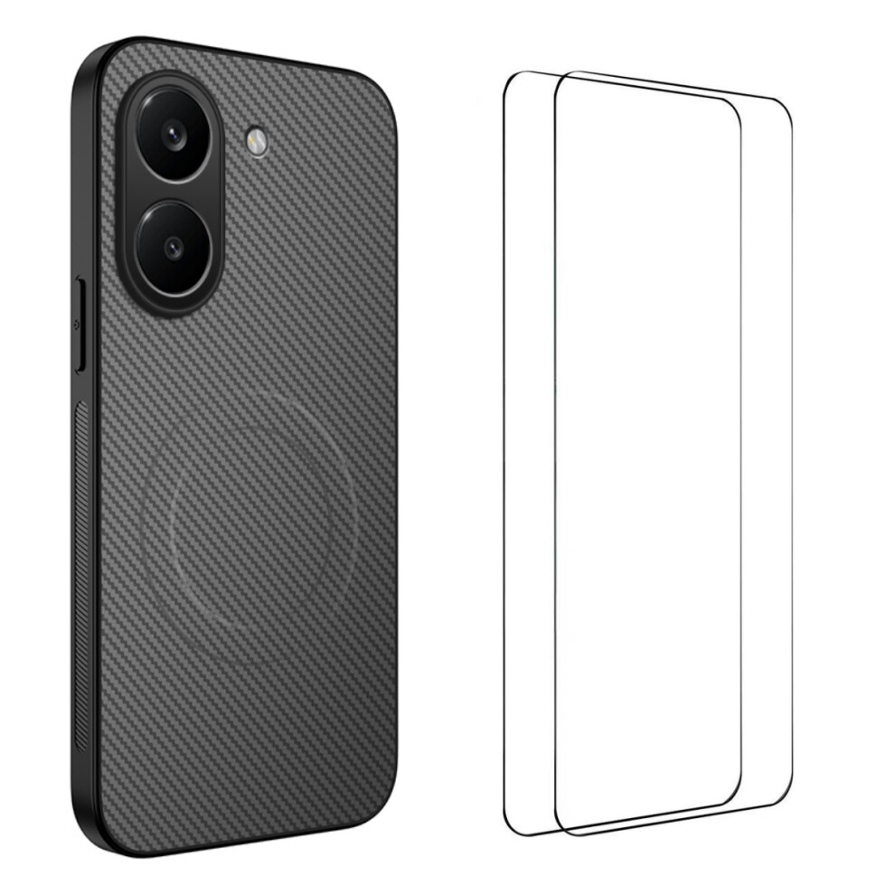 (Grey) Phone Cover For Xiaomi Redmi Turbo 5 5G Tq1 Series Magnetic Case Carbon Fiber Texture Pc Tpu Phone Grey 6914293639196
