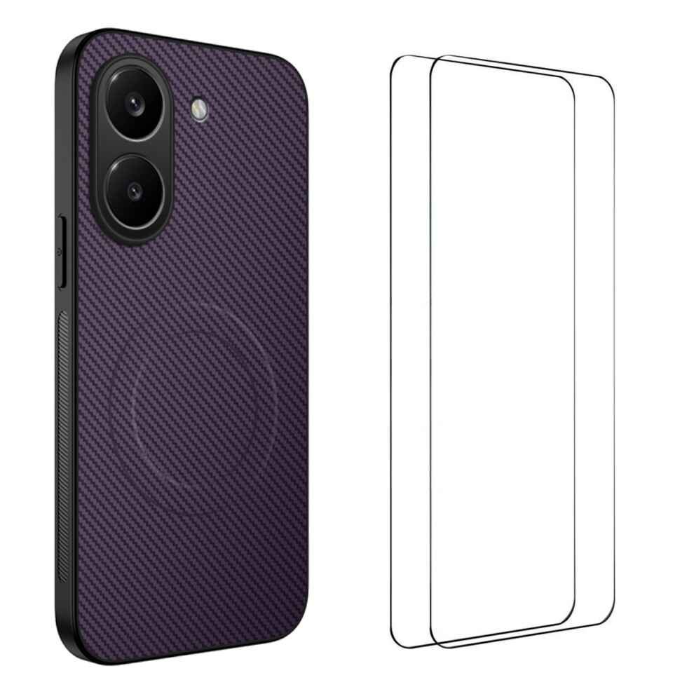 (Purple) Phone Cover For Xiaomi Redmi Turbo 5 5G Tq1 Series Magnetic Case Carbon Fiber Texture Pc Tpu Phone Purple 6914292002991