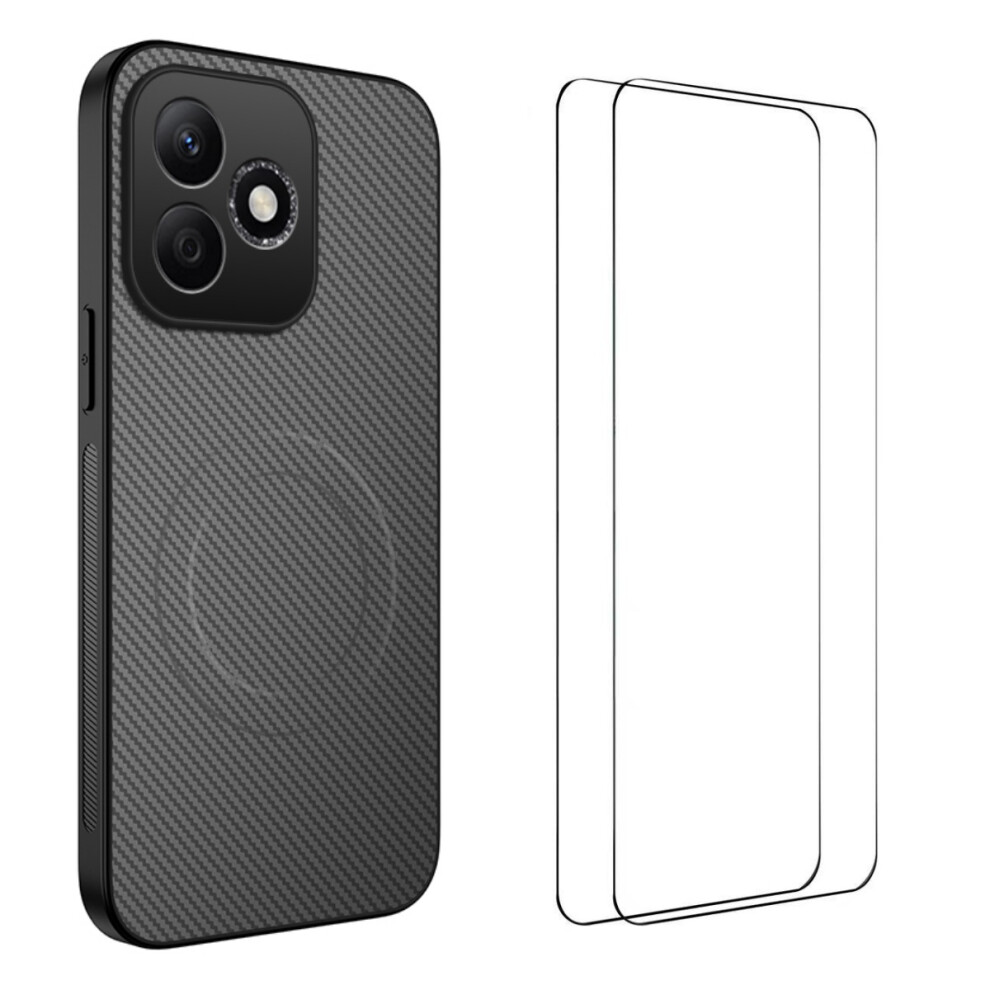 (Sapphire) Phone Cover For Honor X8d 4G Tq1 Series Magnetic Case Carbon Fiber Texture Pc Tpu Phone Cover With Blue 6914298547762