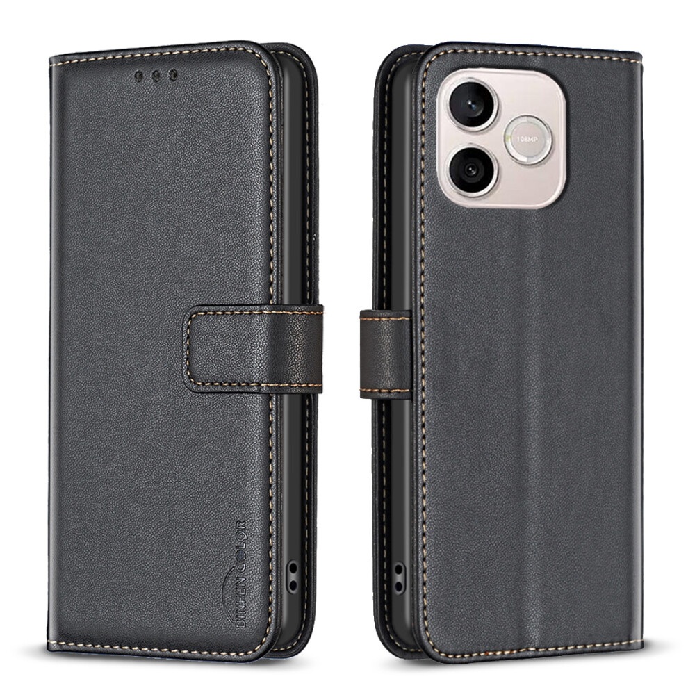 (Black) Phone Cover For Honor 600 Lite 5G Bf17 Phone Case Wallet Folio Flip Leather Cover Black 6914299733720