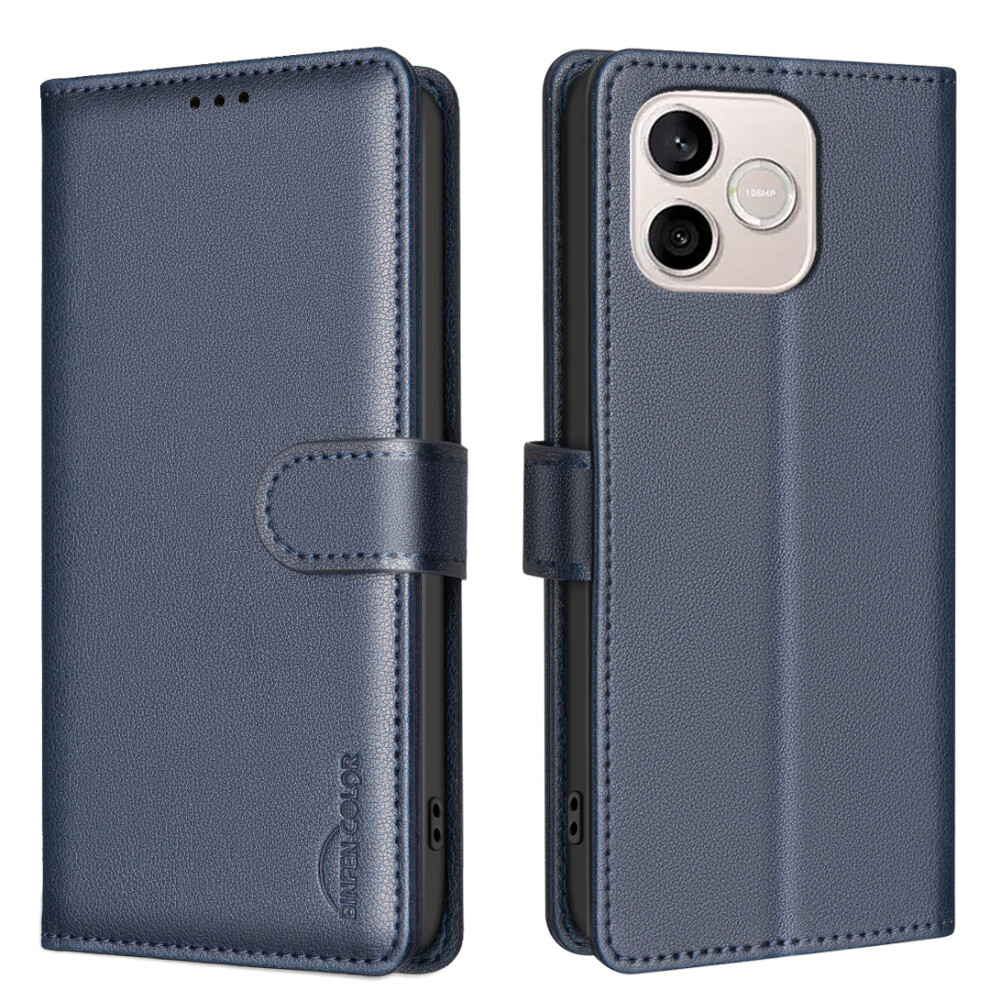 (Blue) Phone Cover For Honor 600 Lite 5G Bf32 Leather Case Wallet Rfid Blocking Phone Cover Blue 6914298964408
