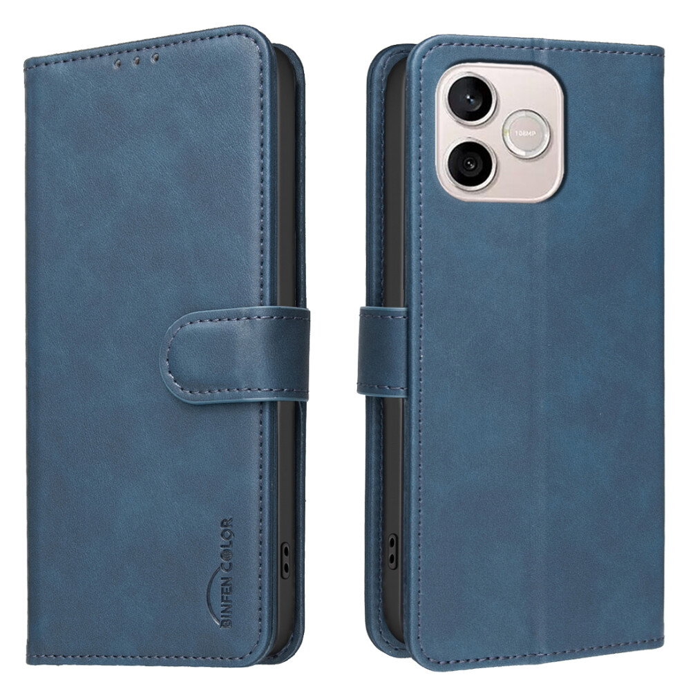 (Blue) Phone Cover For Honor 600 Lite 5G Bf37 Case Rfid Blocking Wallet Stand Leather Phone Cover Blue 6914299995074