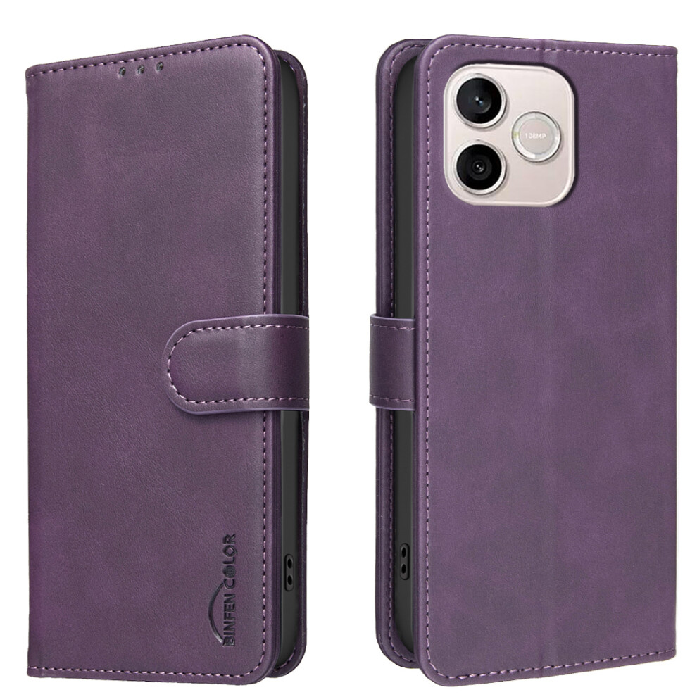 (Dark ) Phone Cover For Honor 600 Lite 5G Bf37 Case Rfid Blocking Wallet Stand Leather Phone Cover Purple 6914292963384