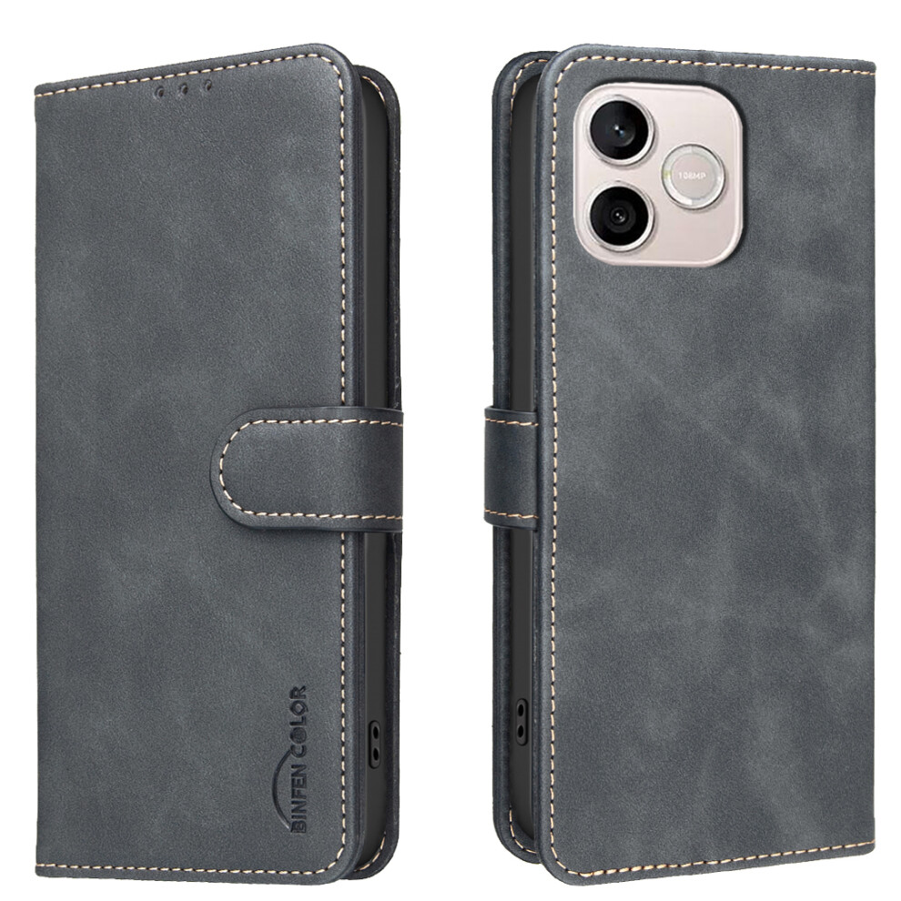 (Black) Phone Cover For Honor 600 Lite 5G Bf37 Case Rfid Blocking Wallet Stand Leather Phone Cover Black 6914296332964