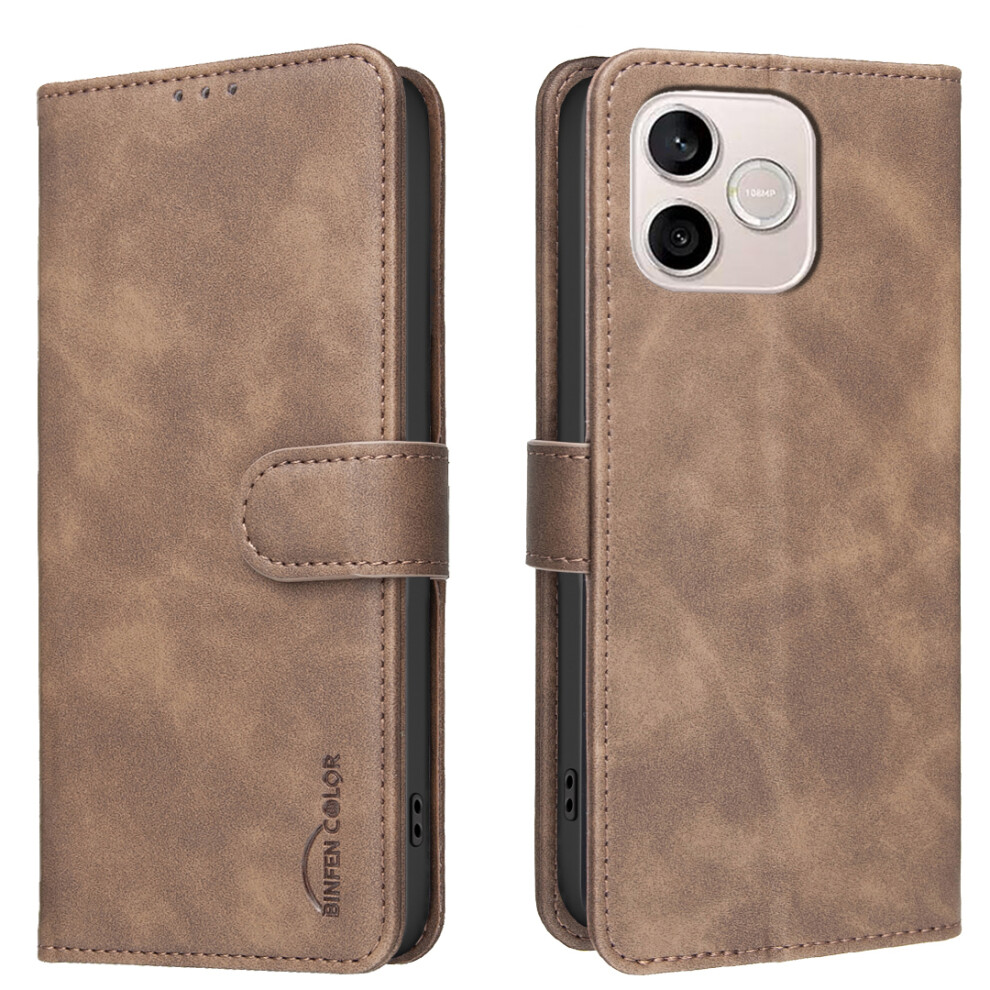 (Brown) Phone Cover For Honor 600 Lite 5G Bf37 Case Rfid Blocking Wallet Stand Leather Phone Cover Brown 6914295874441