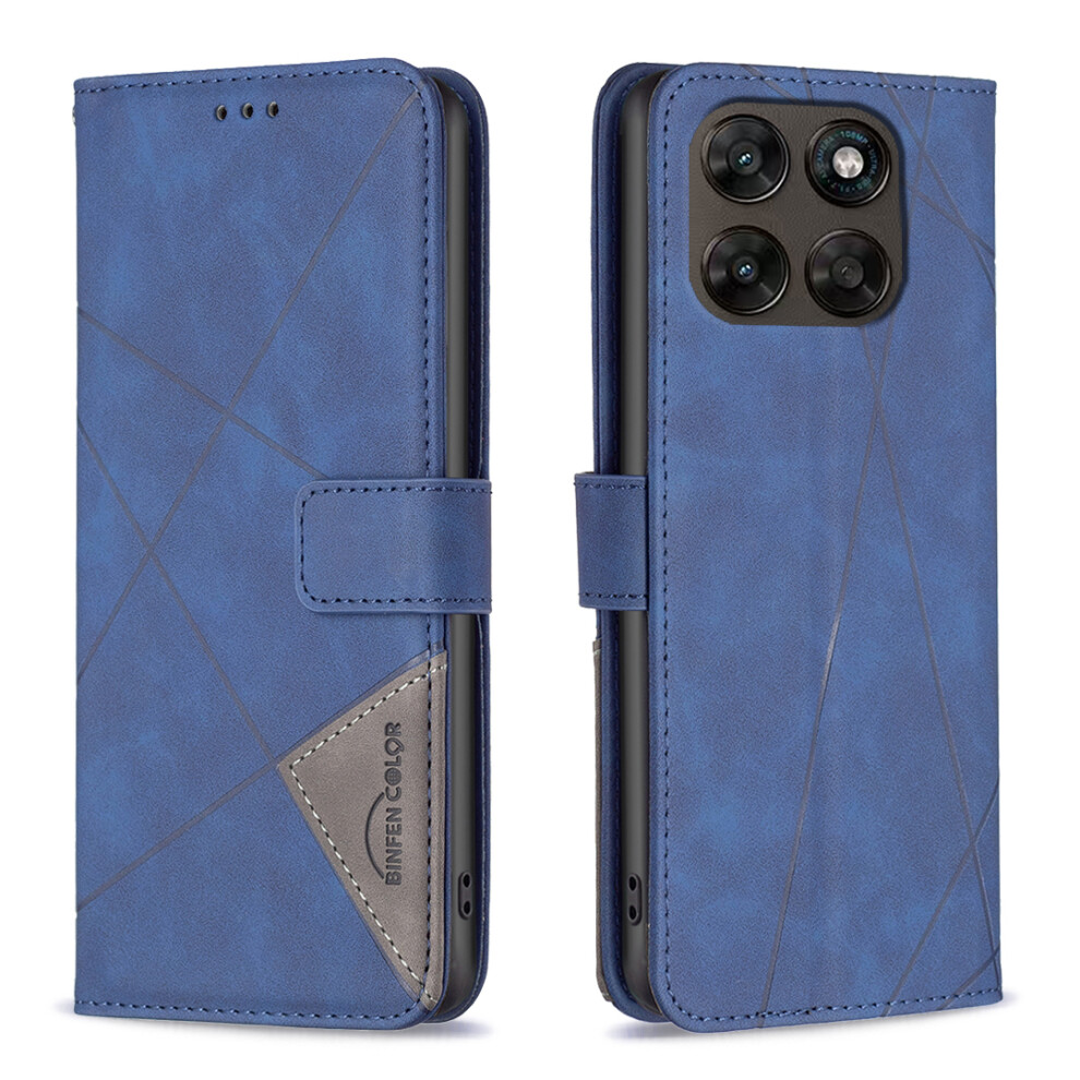 (Blue) Phone Cover For Motorola Moto G77 5G / Motorola Moto G67 5G Phone Case Wallet Stand Geometry Imprin Blue 6914293788894