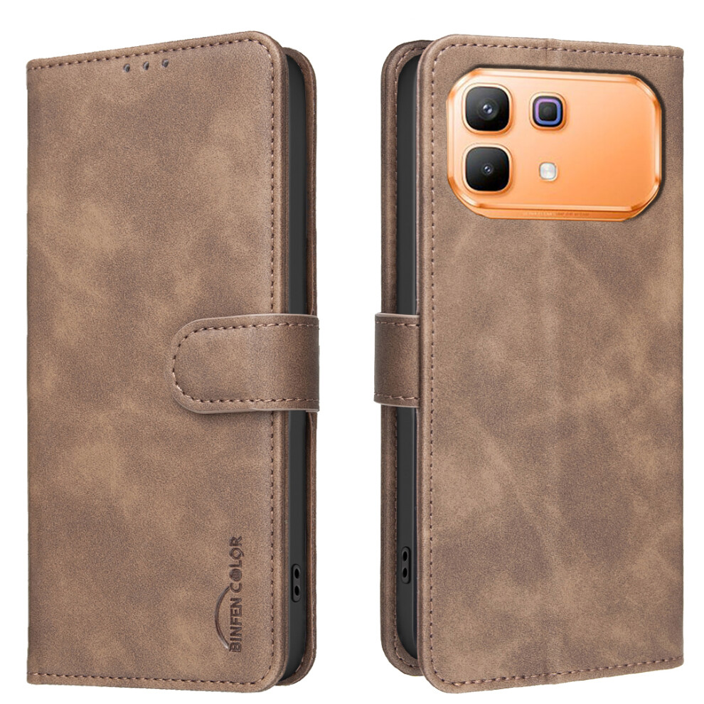(Brown) Phone Cover For Infinix Note 60 Pro 5G / Infinix Note 60 5G Bf37 Case Rfid Blocking Wallet Stand Le Brown 6914290334551