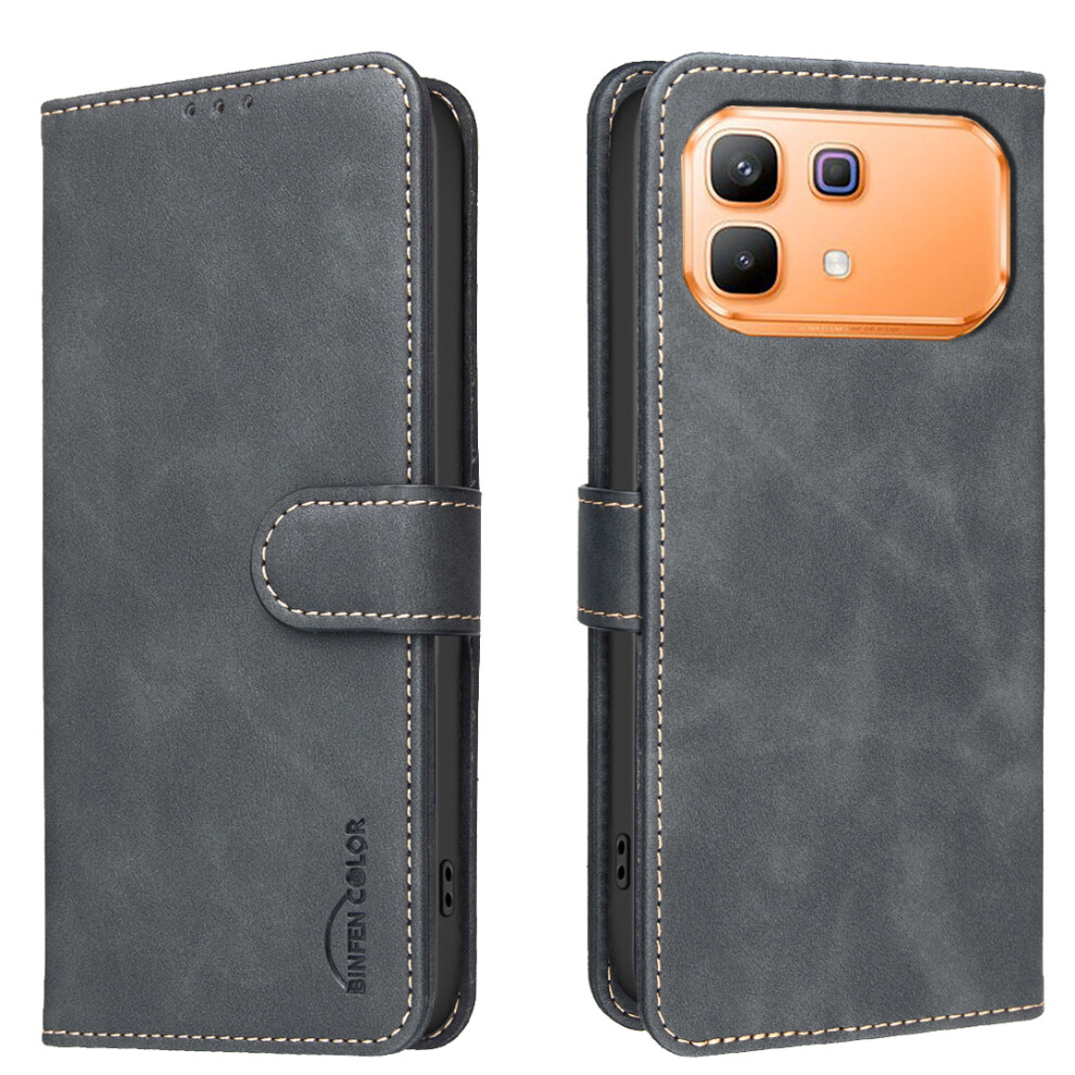 (Black) Phone Cover For Infinix Note 60 Pro 5G / Infinix Note 60 5G Bf37 Case Rfid Blocking Wallet Stand Le Black 6914297510651