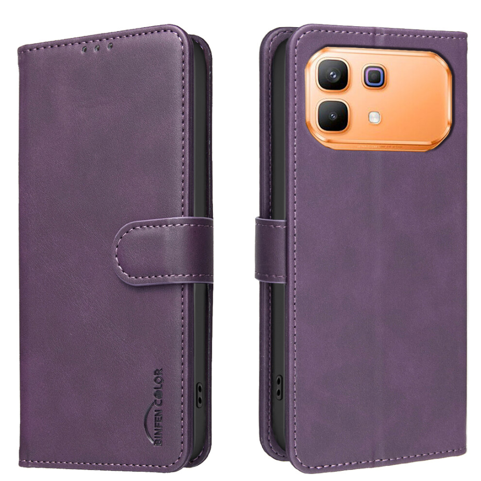 (Dark ) Phone Cover For Infinix Note 60 Pro 5G / Infinix Note 60 5G Bf37 Case Rfid Blocking Wallet Stand Le Purple 6914290476978