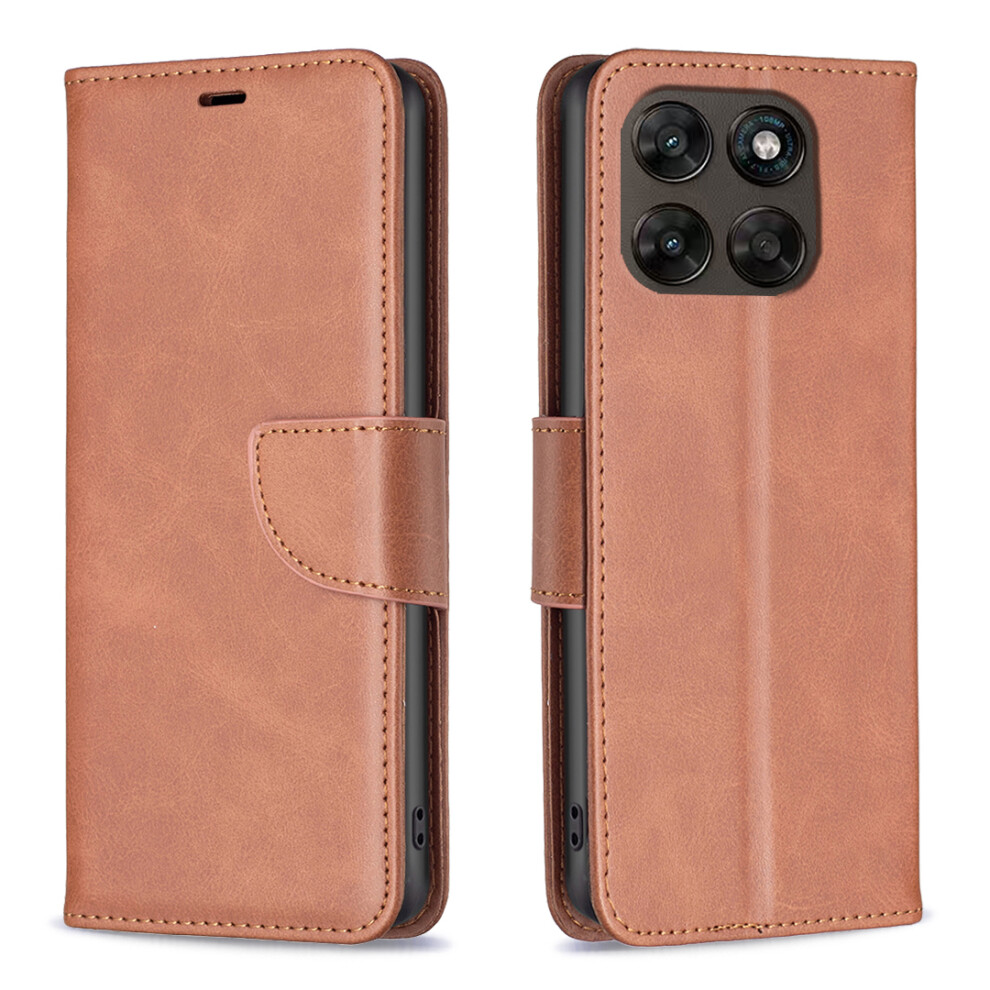 (Brown) Phone Cover For Motorola Moto G77 5G / Motorola Moto G67 5G Case Shockproof Pu Leather Cover With Wa Brown 6914298519424