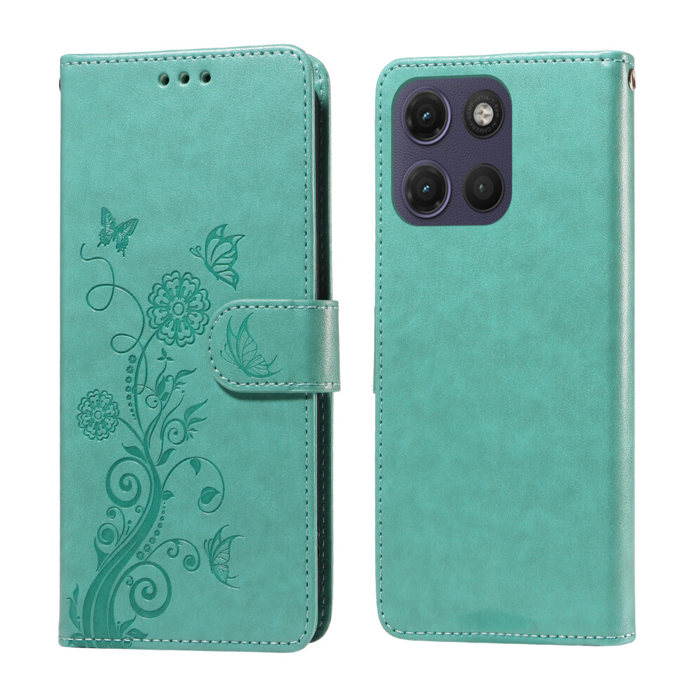 (Green) Phone Cover For Motorola Moto G17 Power 4G / G17 4G / G15 4G / G15 Power 4G Leather Case Butterfly F Green 6914297095943