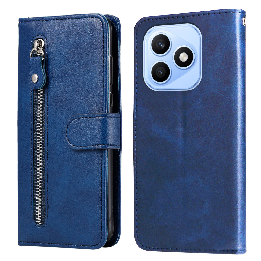 (Blue) Phone Cover For Honor X8d 4G Pu Leather Cases With Zipper Pocket Wallet Phone Cover Stand Blue 6914292635847