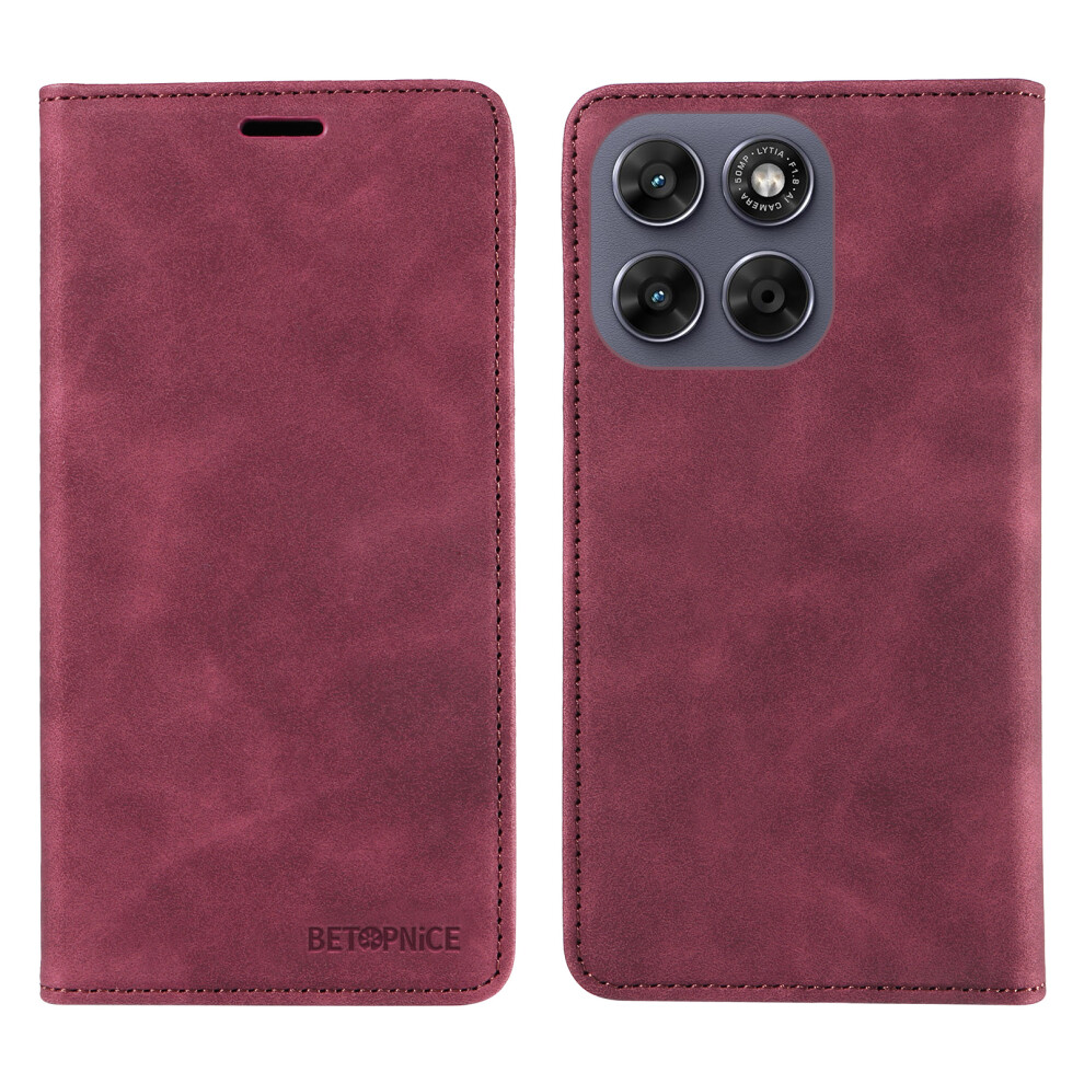 (Red) Phone Cover For Motorola Moto G77 5G / Motorola Moto G67 5G Case Magnetic Closure Rfid Blocking Wal Red 6914291730772