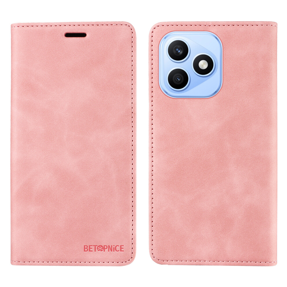 (Pink) Phone Cover For Honor X8d 4G Case Magnetic Closure Rfid Blocking Wallet Stand Leather Phone Cover Pink 6914292134326