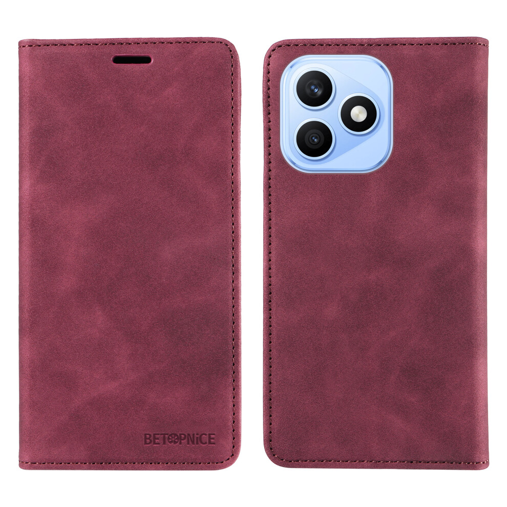 (Red) Phone Cover For Honor X8d 4G Case Magnetic Closure Rfid Blocking Wallet Stand Leather Phone Cover Red 6914296982510