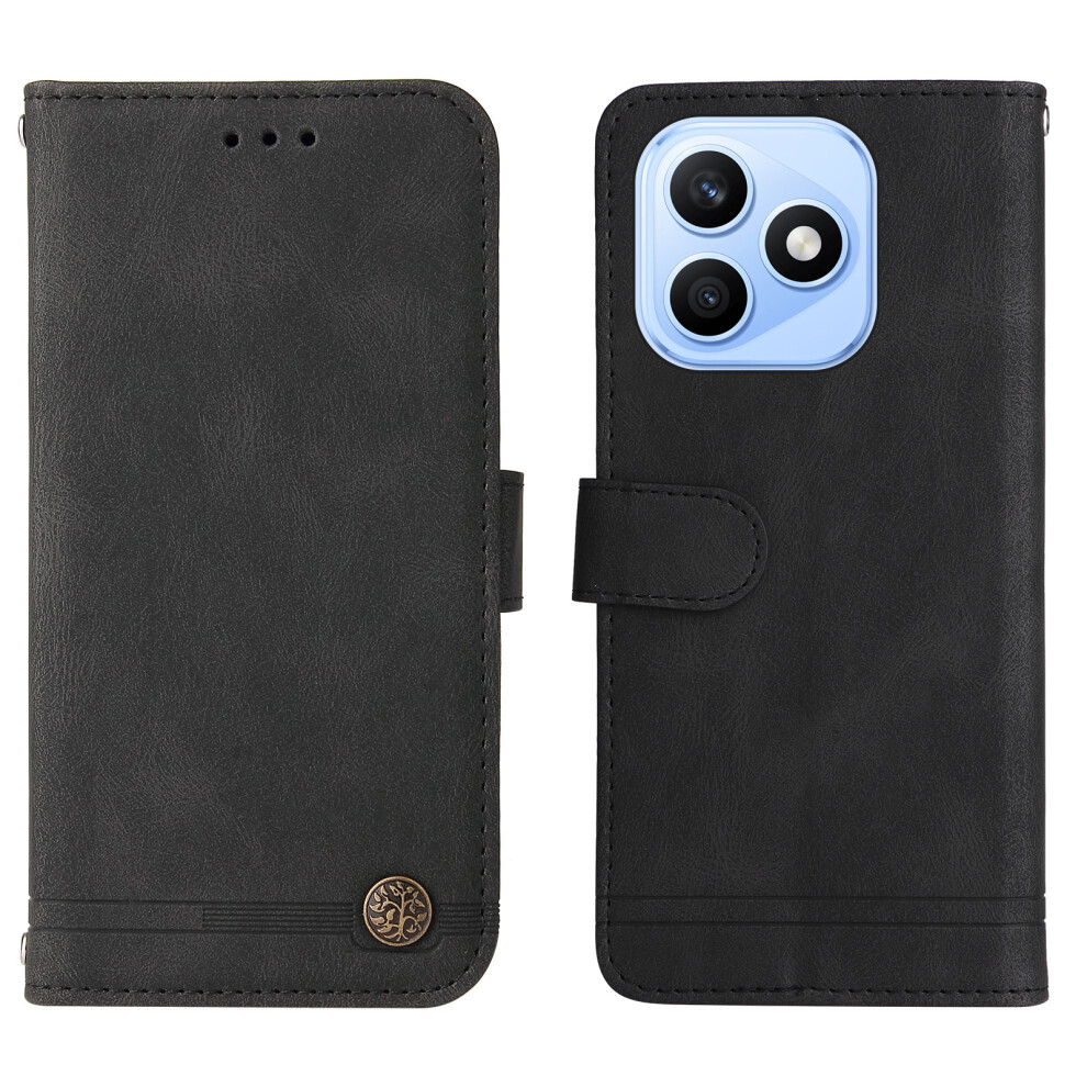 (Black) Phone Cover For Honor X8d 4G Leather Wallet Cases Skin Touch Phone Cover Stand With Strap Black 6914294762411