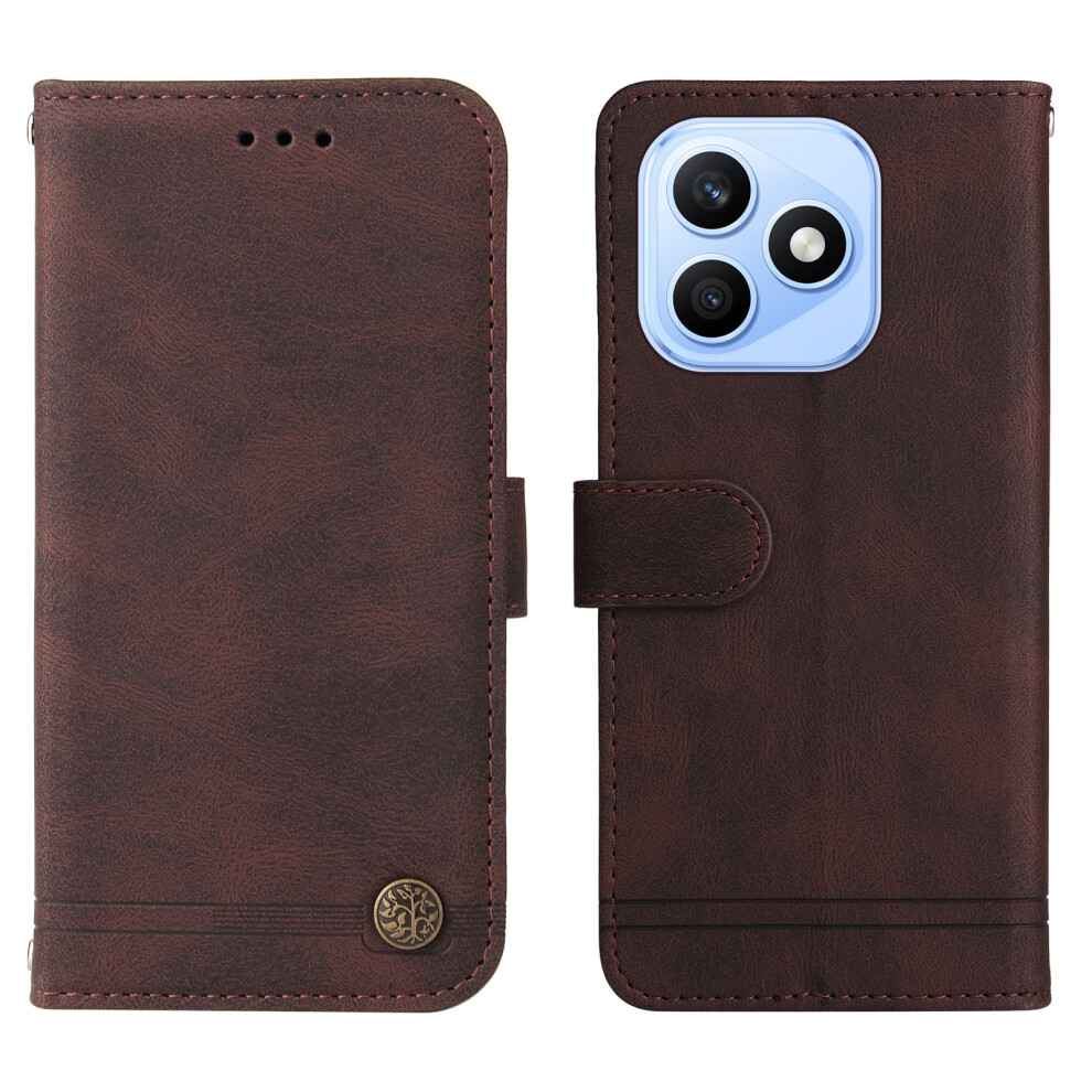 (Brown) Phone Cover For Honor X8d 4G Leather Wallet Cases Skin Touch Phone Cover Stand With Strap Brown 6914291798734