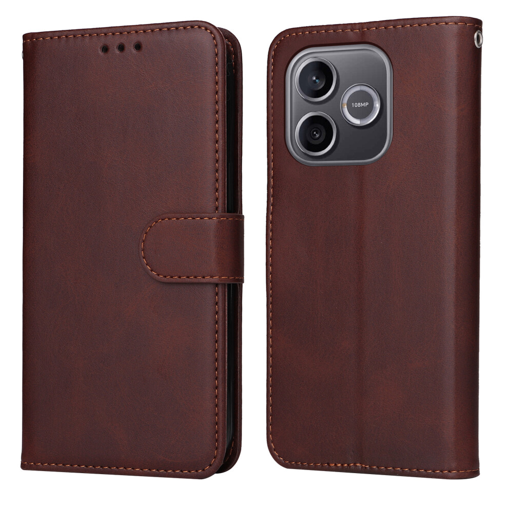 (Brown) Phone Cover For Honor 600 Lite 5G Case Wallet Pu Leather Folio Flip Phone Cover Brown 6914296201550