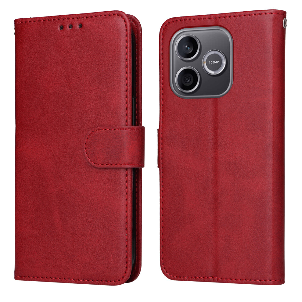(Red) Phone Cover For Honor 600 Lite 5G Case Wallet Pu Leather Folio Flip Phone Cover Red 6914291905491