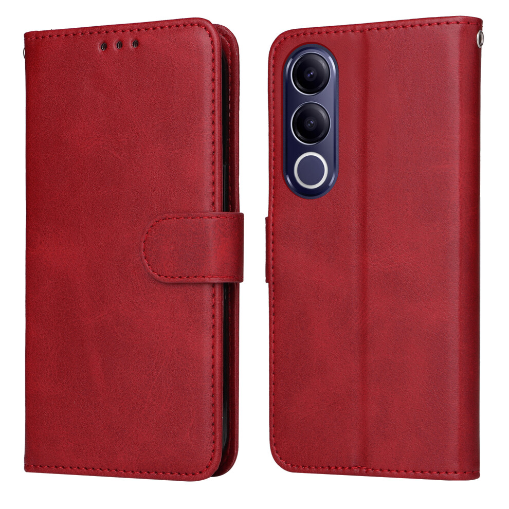 (Red) Phone Cover For Vivo V70 Fe 5G Case Wallet Pu Leather Folio Flip Phone Cover Red 6914291922474