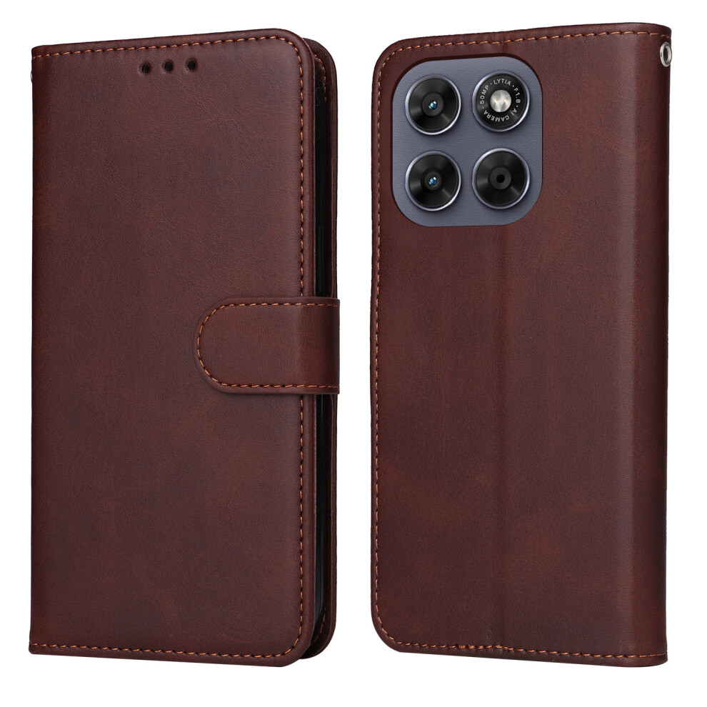 (Brown) Phone Cover For Motorola Moto G77 5G / Motorola Moto G67 5G Case Wallet Pu Leather Folio Flip Phone Brown 6914292985294