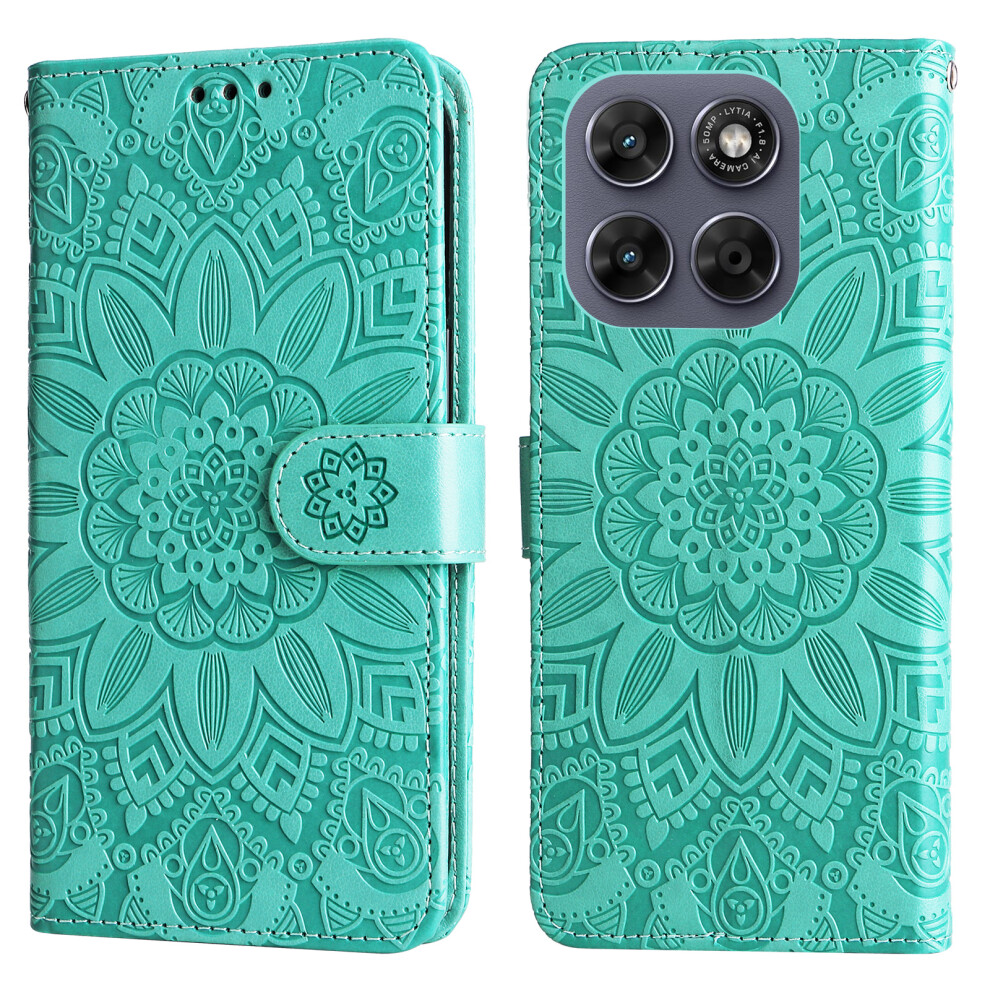 (Green) Phone Cover For Motorola Moto G77 5G / Motorola Moto G67 5G Case Sunflower Imprint Leather Wallet Ph Green 6914291652296