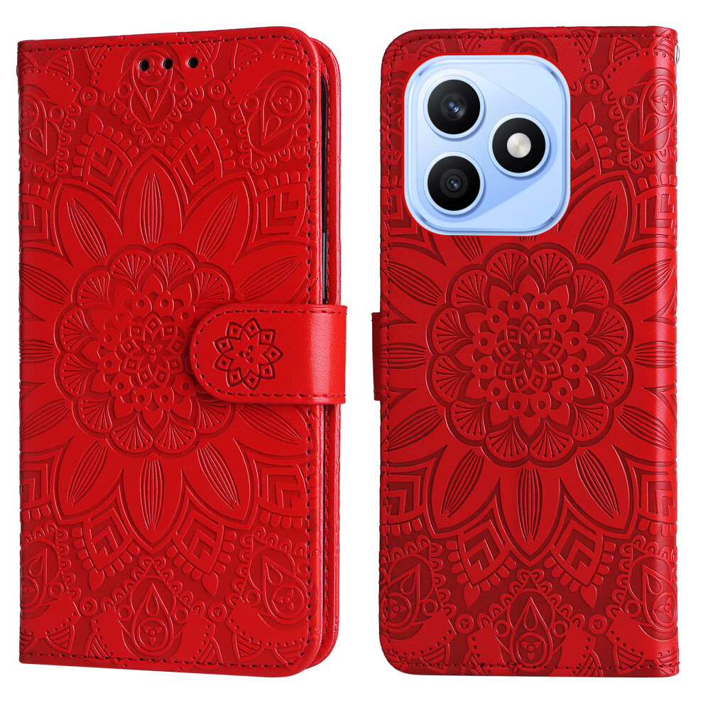 (Red) Phone Cover For Honor X8d 4G Case Sunflower Imprint Leather Wallet Phone Cover Red 6914297003849